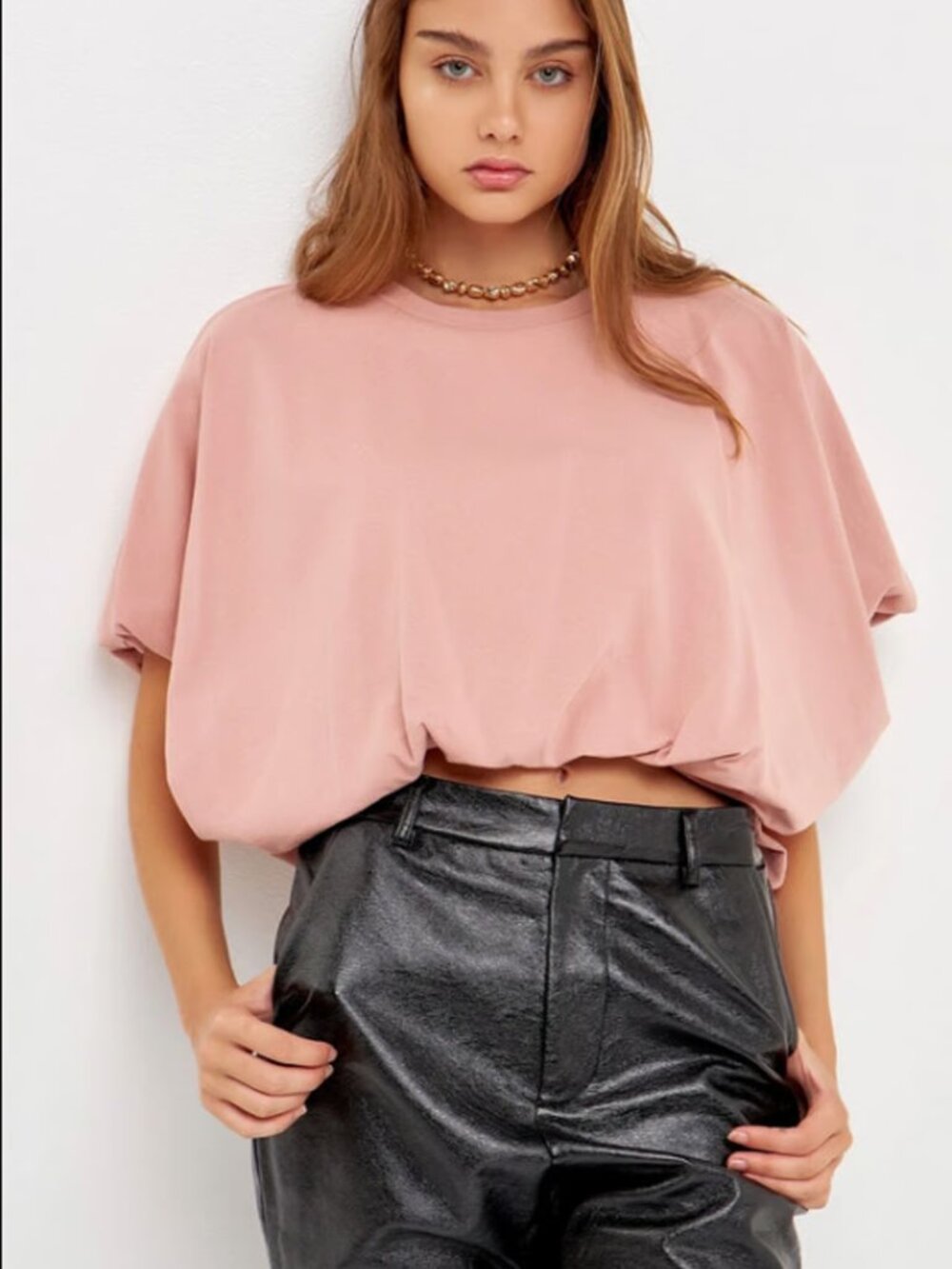 NWT Grey Lab Dusty Pink High-Low Cropped Top in Sz M